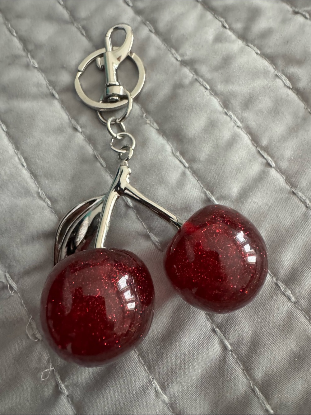 Red Glitter Cherry Keychain bag charm Charm NWOT